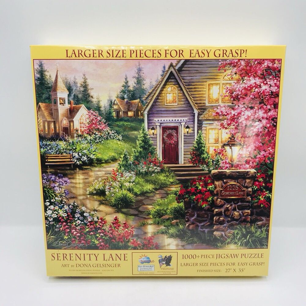 SunsOut 1000 Piece Puzzle SERENITY LANE Art by Dona Gelsinger Large Pieces 27x35